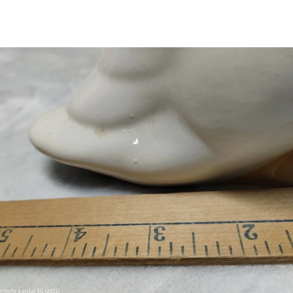 Vintage White Ceramic Duck Figurine Glossy Hand Painted Farmhouse Decor 8.5 Inch